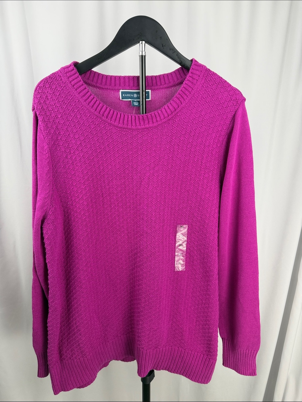 Karen Scott Polished Orchid Cotton Pullover Sweater – XL NWT
